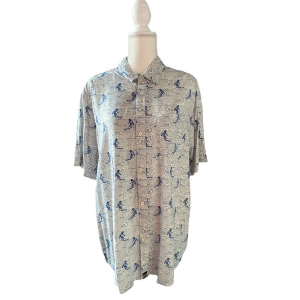 Mens Dress Shirt Large Hawaiian Surfer LuLaRoe Michael Ocean Waves